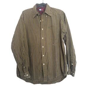 Tommy Hilfiger Plaid Long Sleeve Button Down Shirt Men's Medium Yellow Cotton